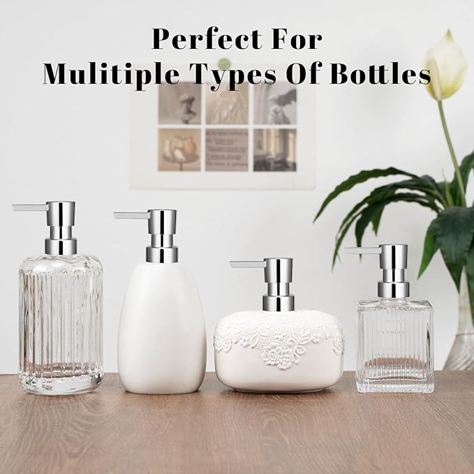 Soap Dispenser Pump Replacement Kitchen Bathroom Lotion Refill Dispenser Pump for Regular Mouth Bottle for Standard 28/400 Thread Size 2 Pack(Silver