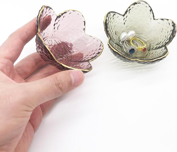 Small Ring Dish Jewelry Tray, Glass Jewelry Dish Trinket Bowl, Crystal Ring Holder Dish Jewelry Plate, Nightstand Decor Jewelry Holder Dish, Engagement Jewelry Bowl Dish for Rings, Earrings