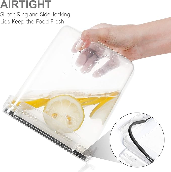 Airtight Food Storage Containers with Lids, 7 PCS BPA Free Kitchen Canisters for Spaghetti, Pasta, Dry Food, Flour and Sugar, Plastic Canisters for Pantry Organization and Storage