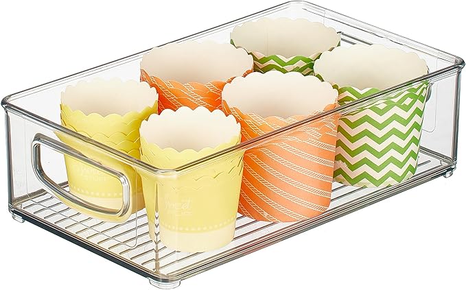 InterDesign 64330 Home Organizer Bin for Pantry, Refrigerator, Freezer & Storage Cabinet, 10" x 3" x 6", Clear Medium