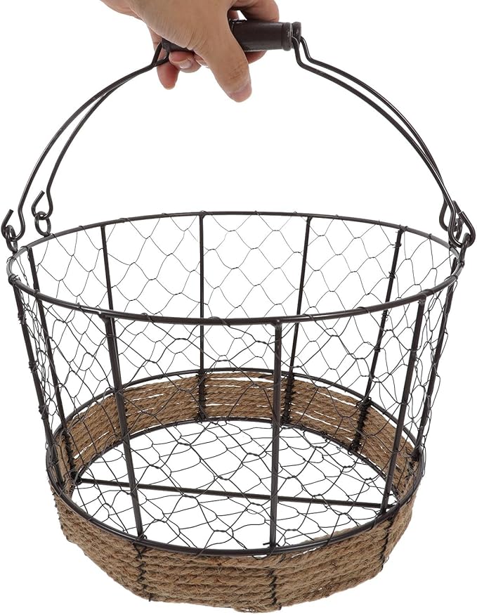 Cabilock Iron Wire Storage Basket Large round Wire Basket Metal Sundry Organizer for Kitchen Pantry Fruit and Vegetable Storage