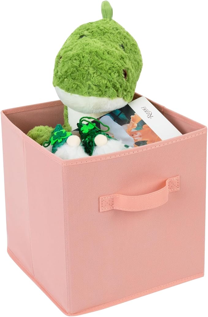 Fabric Storage Bins 6 Pack 13 inch Foldable Storage Cubes with Reinforced Handles Fun Colored Durable Cube Storage Bin for Home, Playroom, Closet Organizers and Storage Purple, Pink, Peach