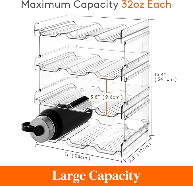 Lifewit 4 Tier Stackable Water Bottle Organizer for Cabinet, Plastic Bottle Holder Fits 12 Bottles/Tumblers up to 3.8" Diameter for Pantry/Countertop/Cupboard, 28 x 19 x 34 cm/11 Ã 7.5 Ã 13.4"