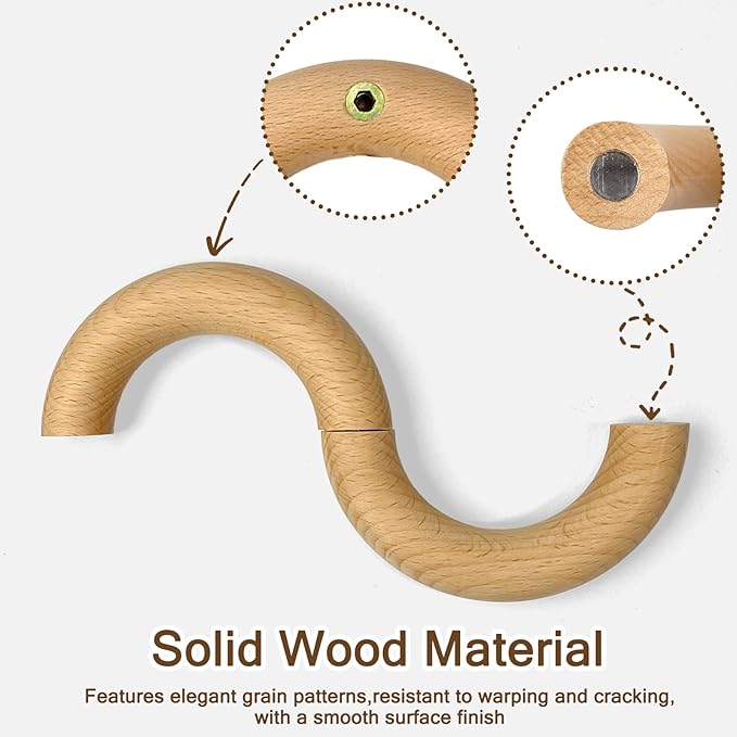 3Pack Coat Hooks Wall Mount for Hanging,Rotatable Wooden Wall Hooks Modern Hat Rack Key Holder Entryway Organizer Clothes Hanger Home Decor for Bedroom Kitchen Hallway Bathroom