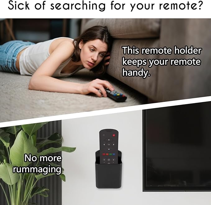 2 PCS Remote Control Holder Wall Mount, TV Air Conditioner Remote Control Holder, Self Adhesive Pen Holder Organizers and Accessories for Home Office School, Black