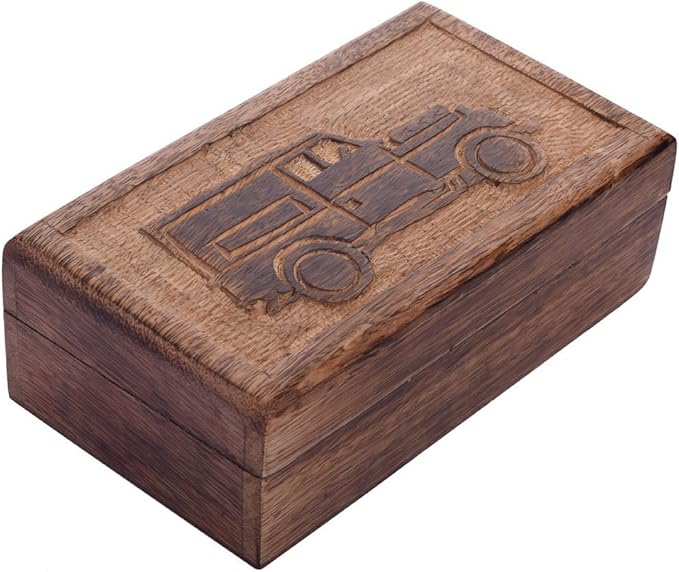 STORE INDYA storeindya, Handmade Wooden Jewelry Box - Keepsake Box - Storage Organizer - Multipurpose Box - Treasure Chest - Trinket Holder for Women Men Girls - Single (Automobile Collection)