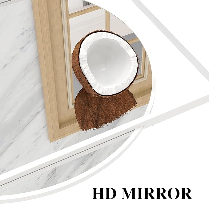 WONSTART 28" x 20" Entryway Mirror with Hooks, Bathroom Mirror with Shelf, Rectangular Frame Round Wall Mirror with Shelf and Hooks, Vanity Mirror Decorative for Wall(White)