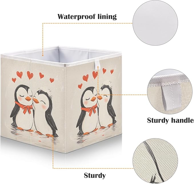 Bolaz Penguin Heart Closet Organizers Storage Cubes Storage Bins Shelf Baskets Containers for Home Room Office,Rectangle