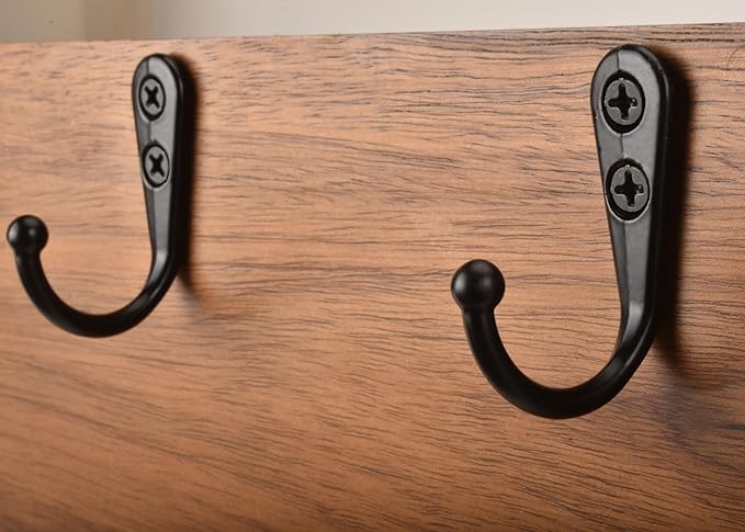 Alele 12Pcs Wall Mounted Coat Hooks,Single Prong Robe Hook for Hanging,Black-Painted (Black Single Rebo Hook 12p)