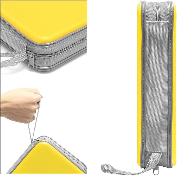 CD Case, DVD Case Holder 96 Capacity Hard Plastic CD DVD Disc Cases Storage Binder Wallet for Car Home Office Travel (Yellow)