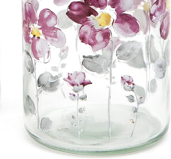 17oz Glass Soap Dispenser with Plastic Pump for Kitchen and Bathroom, Refillable Liquid Clear Bottle for Dish Soap & Hand Soap(Flower)