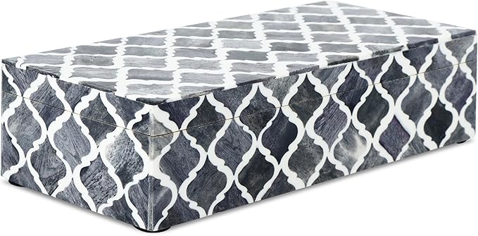 Handicrafts Home Decorative Storage Box 10x4.5 – Remote Control Holder, Jewelry Organizer, Modern Decorative Box with Lid, Boho Chic Home Décor Accent, Vintage Memory Box for Living Room Shelf Décor