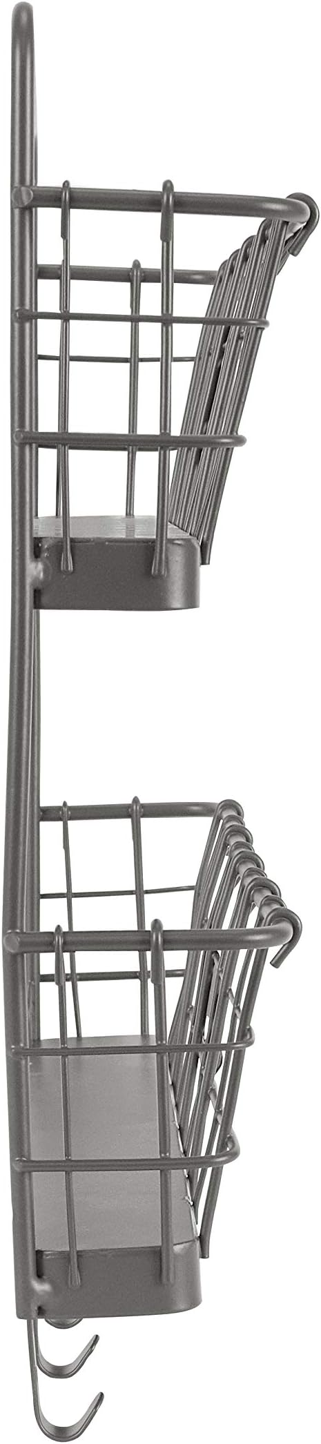 Spectrum Mail and Key Organizer for Wall, Vintage 2-Tier Mail Holder for Wall with 5 Key Hooks, Farmhouse Entryway Key and Mail Holder, Hanging Mail Organizer Rack for Letters Bills, Industrial Gray