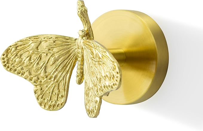 Brass Bird Coat Rack Robe Wall Hooks Hat Dragonfly Hanger for Bedroom Kitchen Various Shapes Animal Deer Decor Home Accessories (1, Butterfly)