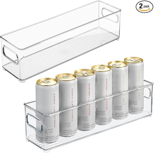 iDesign Stackable Fridge Bin with Handles - Ideal for Freezer or Pantry, Set of 2, Clear, Made in USA