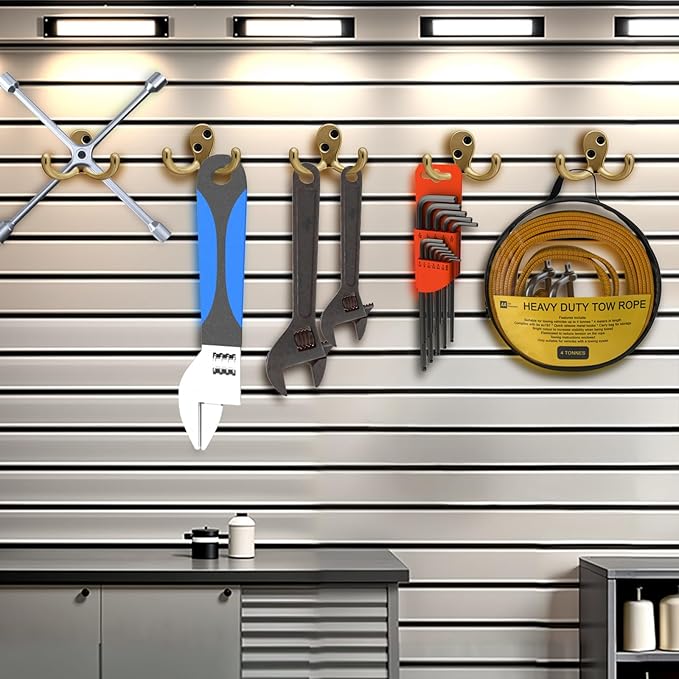 Coat Hooks Wall Hooks for Hanging - 15 Pack Gold Double Prong Hook Wall Mounted - Great for Living Room, Bedroom, Bathroom, Closet for Coat, Bag, Towel, Hat, Key, Cup, Heavy-Duty, Easy to Install