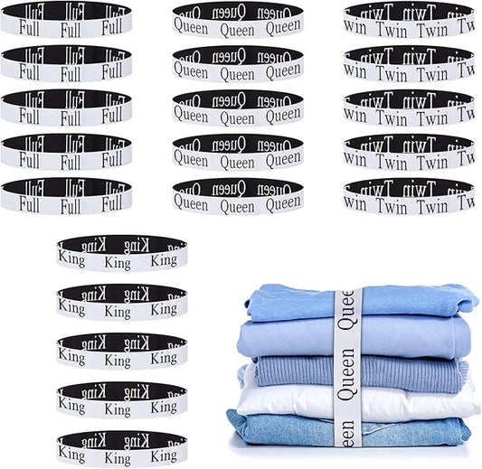 20PCS Bed Sheet Organizer Bands, Storage Labels and Sheet Keepers for Linen Closet - Elastic Bedding Straps for Foldable Bedsheet, Pillow Case, Duvet