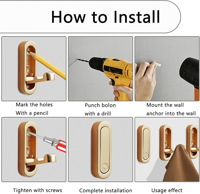 4Pcs Folding Coat Hooks, Heavy Duty Foldable Hooks Made of Zinc Alloy, Foldable Gold Wall Hooks for Bathroom, Closet, Entryway, Pool and Kitchen are Coat, Backpack, Key Storage Solutions(Gold)