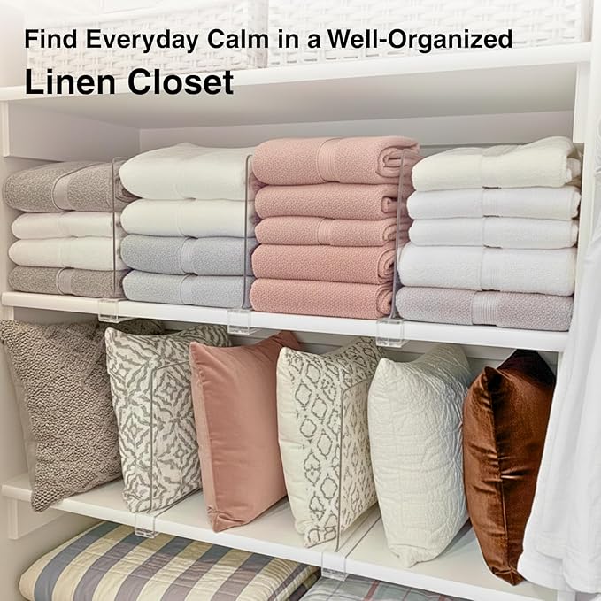 Shelf Dividers Purse Organizer for Closet: 11-inch Tall(Higher Version) Acrylic Sweater Organizer - Upgraded Extra Height for Large Handbags, Totes, Clothes, Towels on Wood Shelves 4-Pack