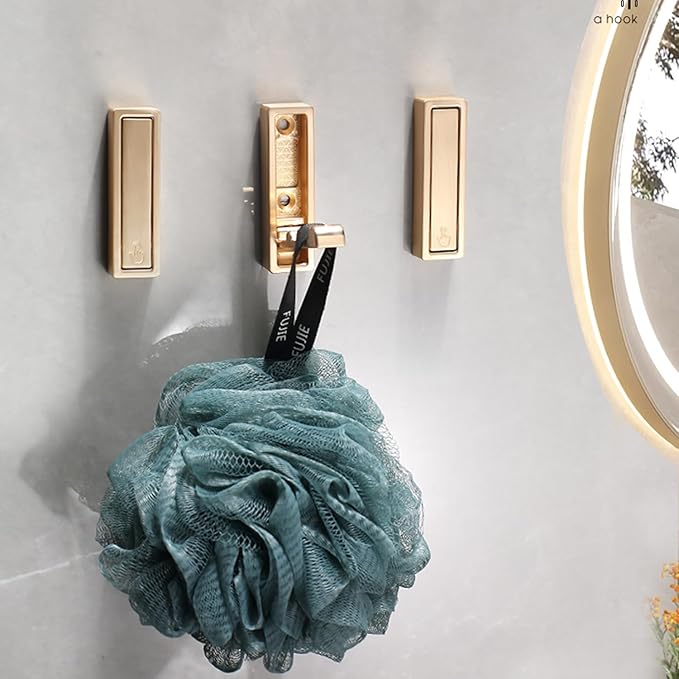 2Pcs Folding Coat Hooks, Heavy Duty Foldable Hooks Made of Zinc Alloy, Foldable Gold Wall Hooks for Bathroom, Entryway, Closet, Pool and Kitchen are Coat, Key Backpack, Storage Solutions(Gold)