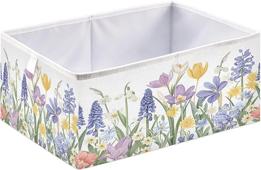 Bolaz Blooming Spring Garden Closet Organizers Storage Cubes Storage Bins Shelf Baskets Containers for Home Room Office,Rectangle