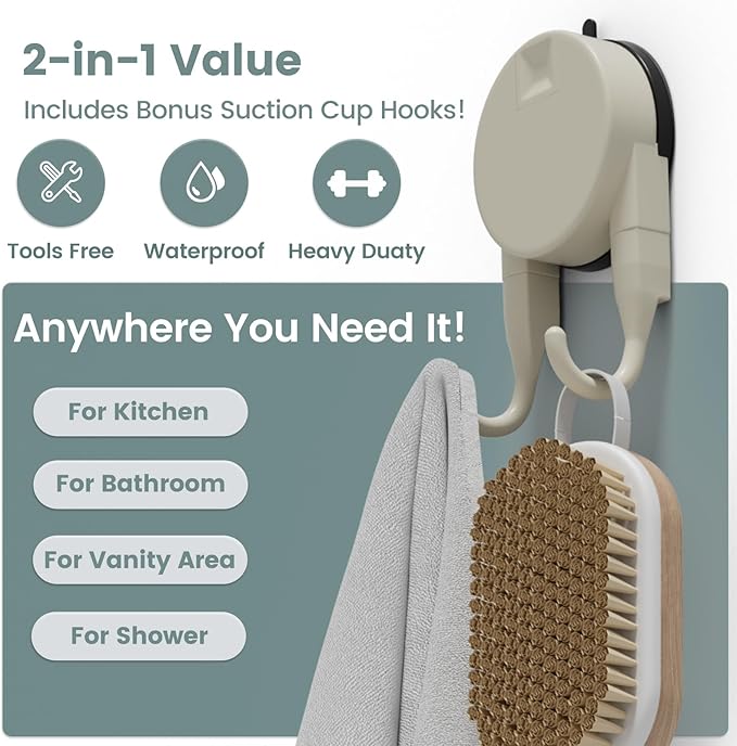 Coat Rack Wall Mount with 6 Hooks (Cream, 1 Pack), Heavy Duty Wall Coat Hooks for Entryway, Bedroom, Closet, Hanging Hats, Bags, Purses