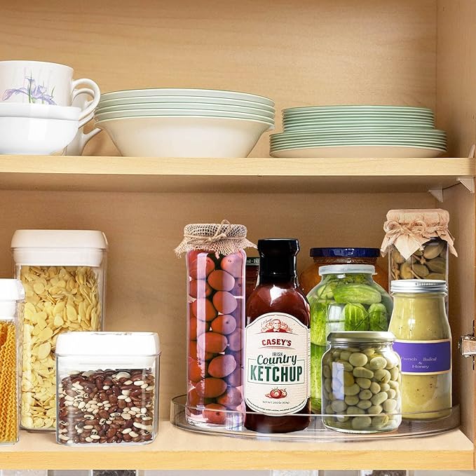 2 Pack Lazy Susan Organizer, 10.6" Clear Lazy Susan Turntable for Kitchen Cabinet,Turntable Organizer for Countertop, Pantry Organization and Storage
