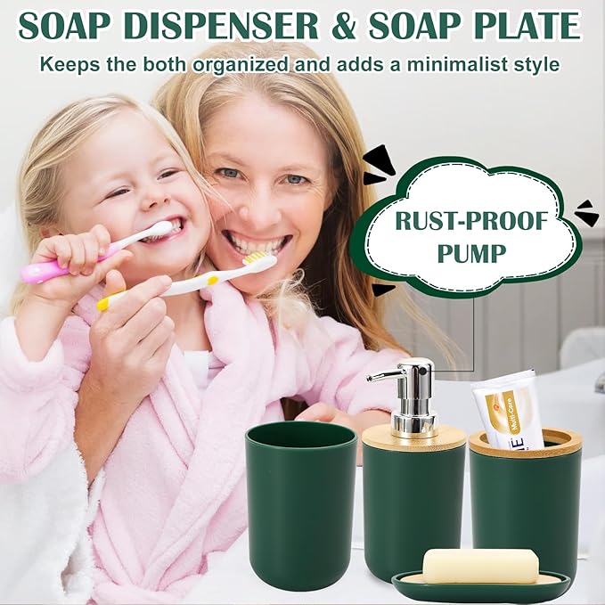 iMucci Bathroom Accessories Bathroom Sets with Shower Curtain, Bath Towel Set, Trash Can, Toilet Brush, Soap Dispenser, Bathroom Accessories Set Complete
