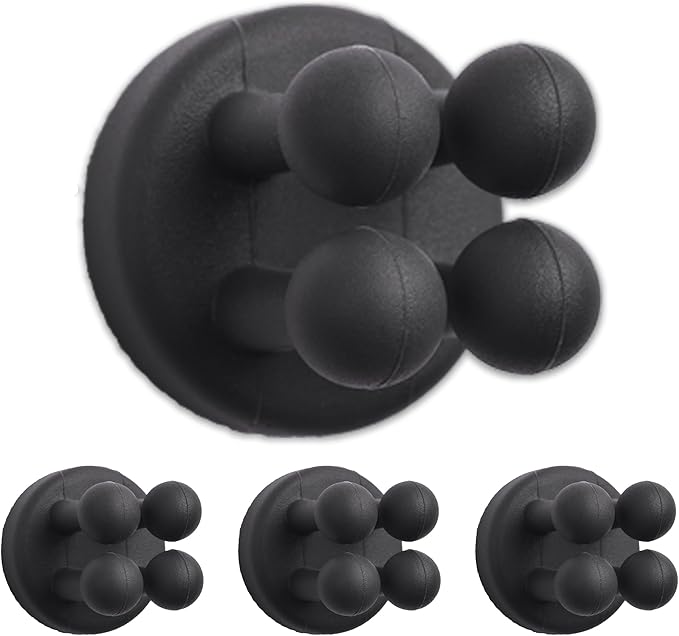 4 Pcs Silicone Waterproof Self Adhesive Toothbrush Holder,Mounted Bathroom Holder for Hanging Key Clothes Towel Cable for Kitchen Bathroom Home Office Black