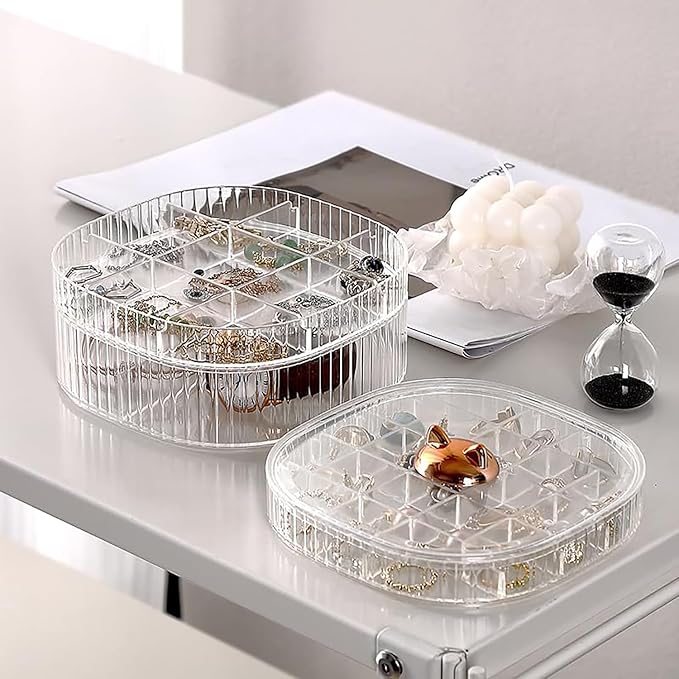 Jewelry Box, 3-Layer Acrylic Jewelry Organizer with Cat Shape Handle, Clear Jewelry Boxes for Women Girls, Make up Organizer, Jewelry Storage Holder (Clear, Cat)