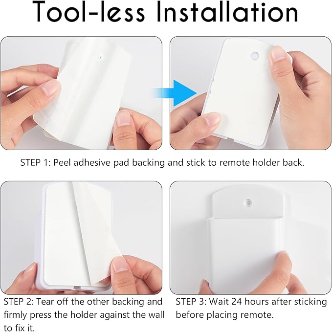 2 Pack White Remote Control Holder, Self adhesive Wall Mount Storage Box for TV and Air Conditioner Remote Controls, Pen Holder Organizers and Accessories for Home Office School