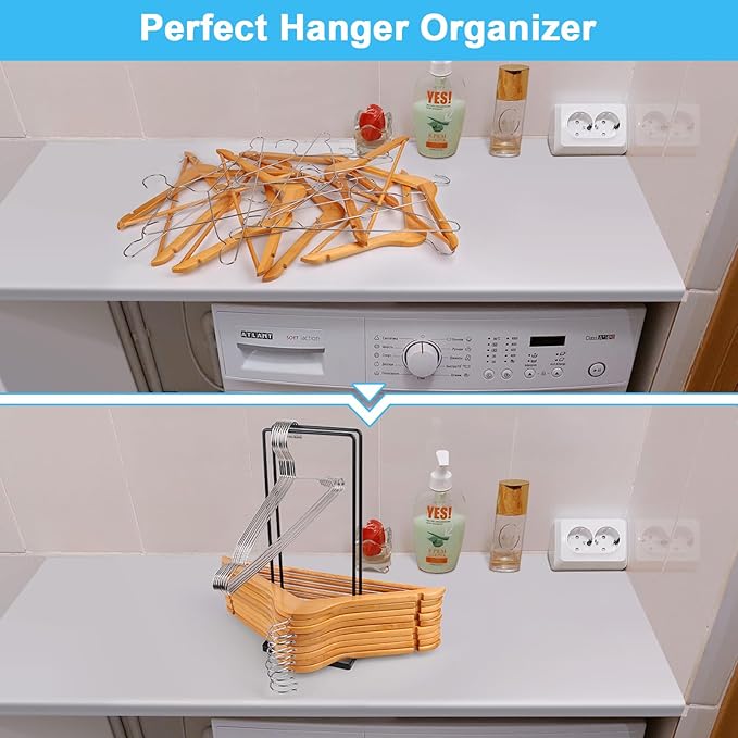 Hanger Organizer Stacker, Clothes Hanger Holder for Closet Laundry Room, Hangars Stacker Hold up 110 Wire Hangers for Storage Organizer, Hanger Rack Stand for Adult Child Velvet Pants Hangers