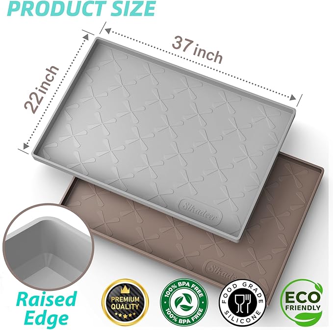 SIKADEER 37" x 22" Under Sink Mat Waterproof, Silicone Mat Kitchen Drawer Shelf and Cabinet Liner, Sink Protector for Bathroom Organizers and Storage, Boot Tray Pet Food Mats