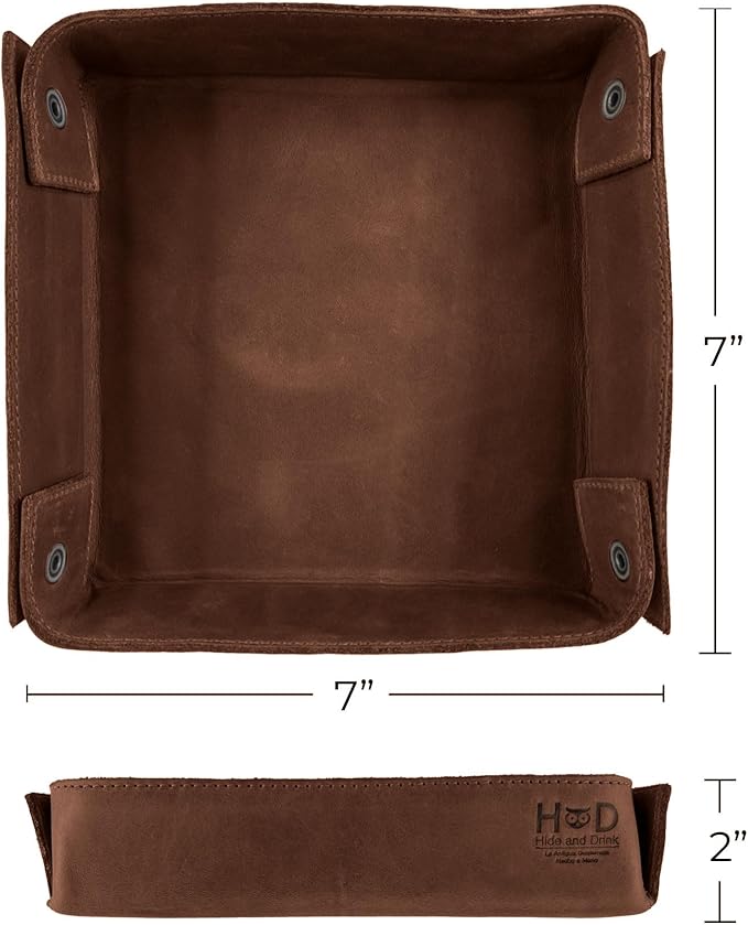 Hide & Drink, Leather Catchall Change Keys Coins Jewels Box Tray Big Storage, Handmade :: Swayze Suede
