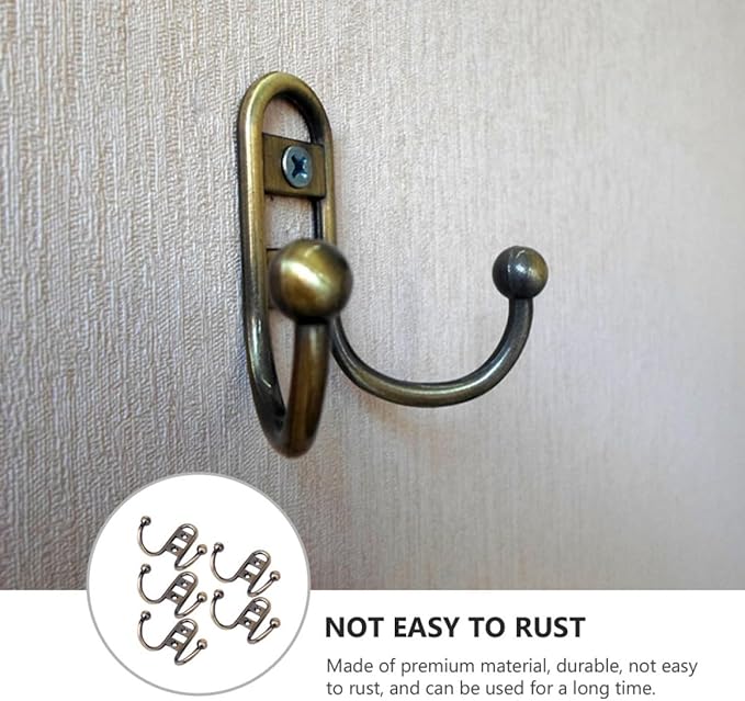 SUPVOX 5pcs Antique Blue Green Double Wall Mount Metal Clothes Hooks Cabinet Coat Hangers for Home Kitchen Storage and Closet Organization