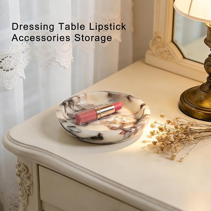 Jewelry Tray,5.5"x5.5" Marble Jewelry Tray for Entryway Table,Countertop Bathroom, Kitchen Dresser,Marble Tray,Waiting for Storage of Small Trinket,Home Decor Organizer
