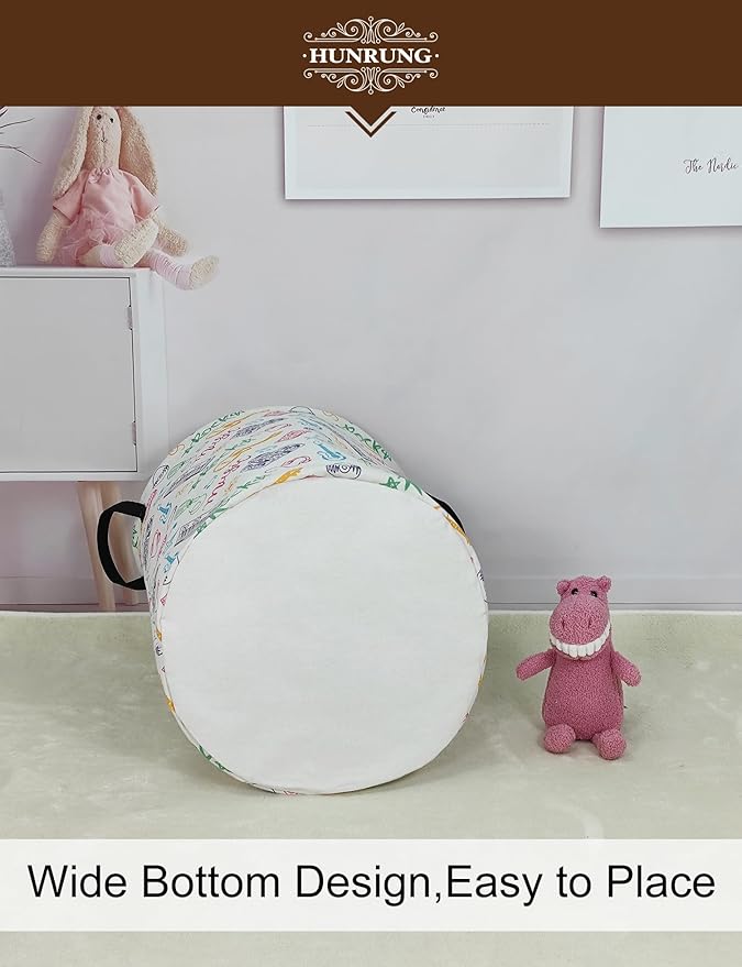 HUNRUNG Laundry Hamper,Large Canvas Fabric Lightweight Storage Basket Toy Organizer Dirty Clothes Collapsible Waterproof for College Dormsï¼Round-Musical instrumentï¼