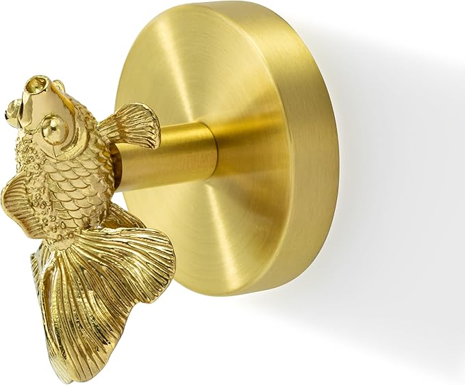 Brass Fish Coat Rack Robe Wall Hooks Hat Dragonfly Hanger for Bedroom Kitchen Various Shapes Animal Deer Decor Home Accessories (1, Fish)