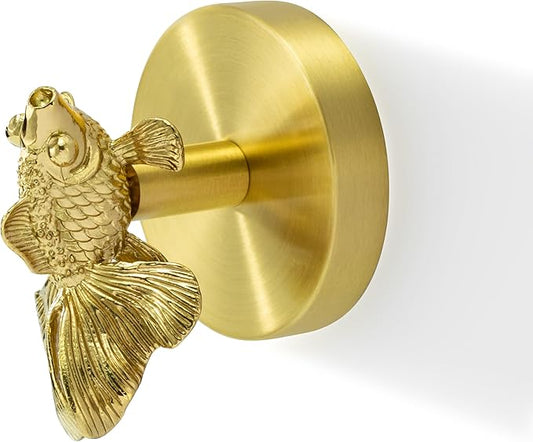 Brass Fish Coat Rack Robe Wall Hooks Hat Dragonfly Hanger for Bedroom Kitchen Various Shapes Animal Deer Decor Home Accessories (1, Fish)