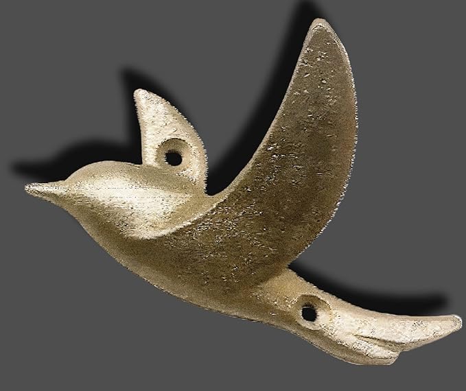 Ambipolar Flying Bird Iron Cast Decorative Bird Wall Mounted Coat Hooks (Robin Gold)
