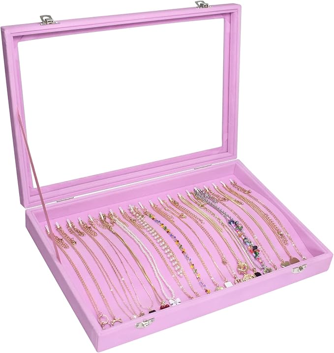 Velvet Necklace Display Jewelry Tray 20 Hook Necklace Tray Necklace Pendant Jewelry Tray for Women and Girls