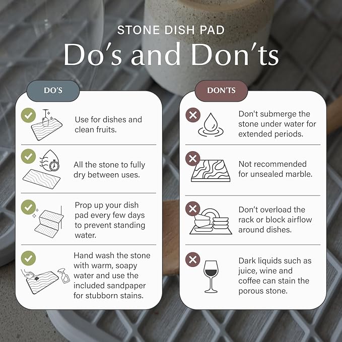 Dorai Home Collapsible Dish Drying Rack with Stone Dish Pad - Kitchen Counter Set with Diatomaceous Earth Stone Dish Mat for Quick Drying - Space-Saving Design - Original 19.9"x15.2", Slate