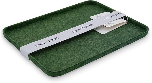 Welaxy felt tray Lid for Storage Bins Drawer Organizer bin cap of box for junk stuff stationery makeup jewelry closet bathroom minimalist lifestyle (Forest Green Lid, M)