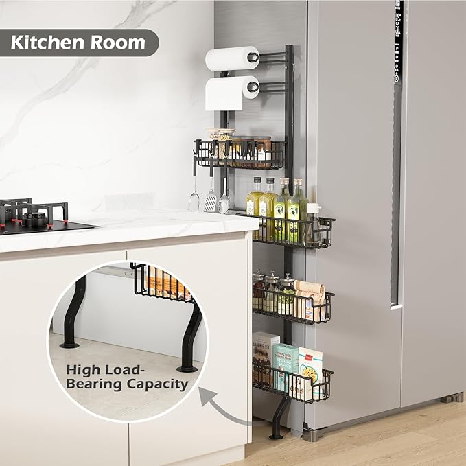 bukfen 6-Tier Slim Corner Shelf,Spice Rack Next to Fridge Slim,Narrow Storage Cabinet Organizer for Kitchen,Bathroom