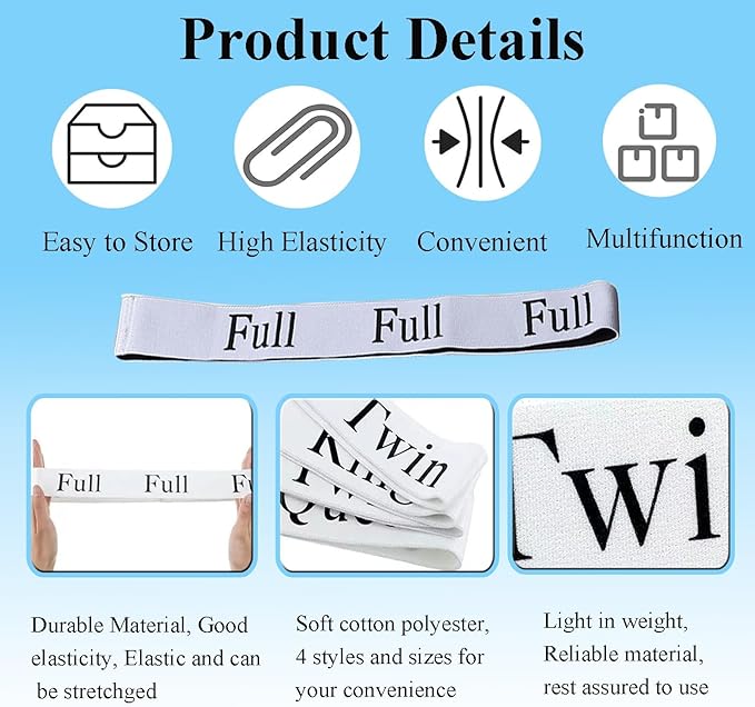 4Pcs Bed Sheet Organizer Bands, Sheet Organizers and Storage Label Bands, Sheet Label Set for Linen Closet Bedding Sheet Keeper Bedding Bands(Mix)