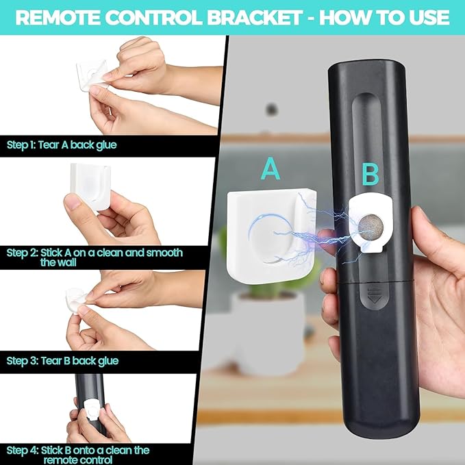 6-Piece Magnetic Remote Control Holder Wall Mount - Self Adhesive Suitable for Tv Backside as Well as Tv Fan and Air Conditioner Remote Controls