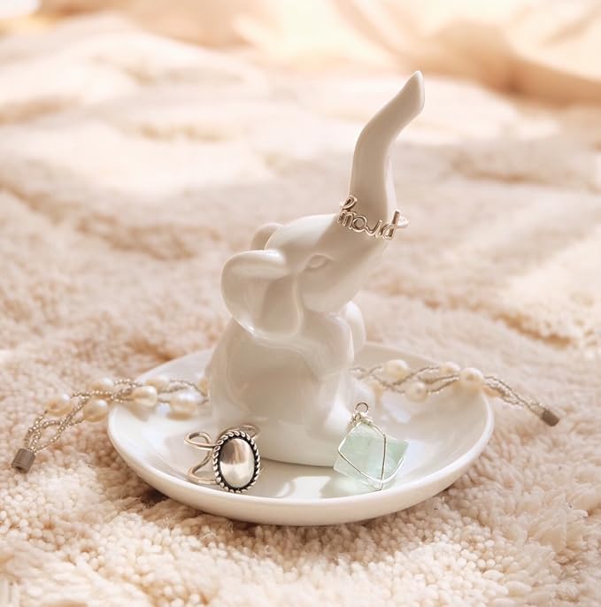 PUDDING CABIN Elephant Gift for Women Wedding Ring Holder Ring Dish for Women Engagement Birthday Christmas Bridal Shower Gifts