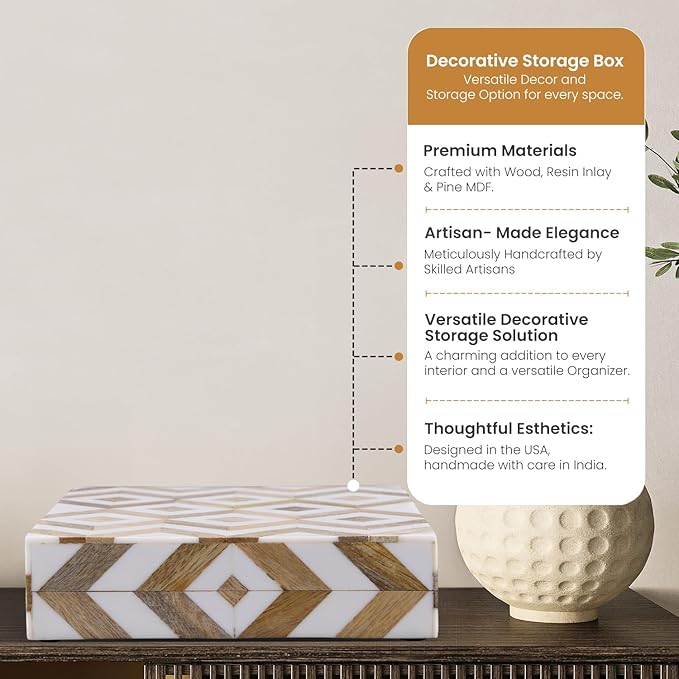 Handicrafts Home Decorative Box 8x6 â Photo Storage Box, Jewelry Organizer, Modern Decorative Storage Box with Lid, Bohemian Table DÃ©cor, Vintage Keepsake Box for Shelf or Coffee Table DÃ©cor