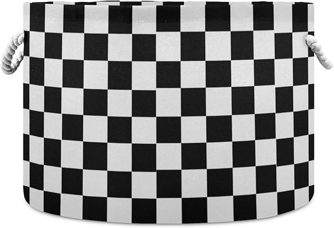 visesunny Storage Basket Black White Cube Modern Nursery Hamper Canvas Fabric Toy Storage Organizer Bin Storage Box Laundry Basket for Kid Rooms,Playroom,Shelves,Toy Basket
