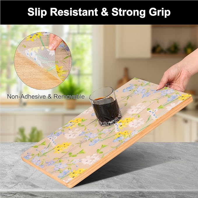 Cooyes Shelf Liner – Premium Non-Adhesive Cabinet & Drawer Liner for Kitchen – Waterproof Shelf Paper with Modern Pattern – Durable EVA Cabinet Mat – Easy to Cut （17.5" W x 197" L）